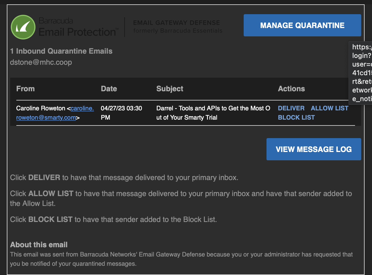 How to access your email quarantine MHC Support